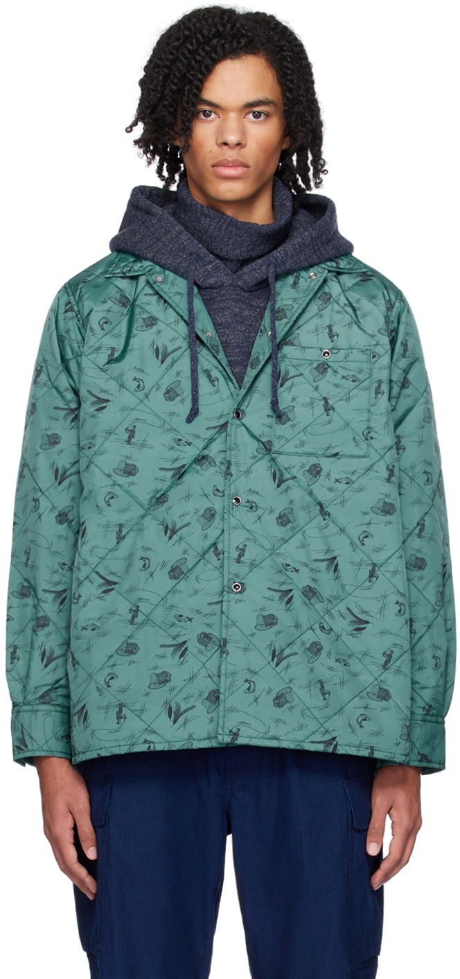 Куртка BEAMS BEAMS PLUS Quilted Fishing Print Jacket Зелений | 38180380139