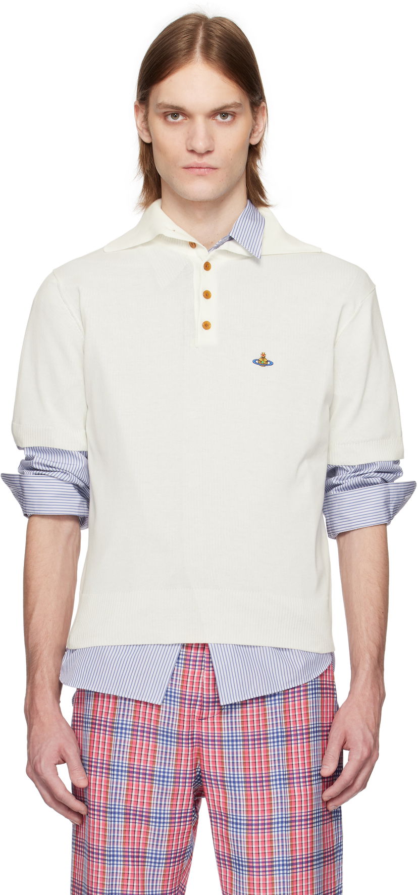 Сорочка поло Vivienne Westwood Vivienne Westwood Alex Knit Polo білий | 2701001P-Y003F-