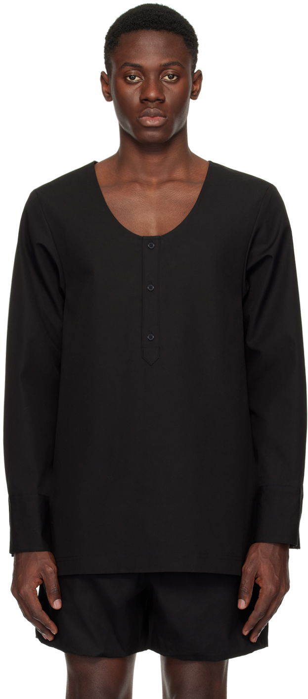 Сорочка We11done Scoop Neck Long Sleeve Shirt чорний | WD-BL1-24-151-M-BK