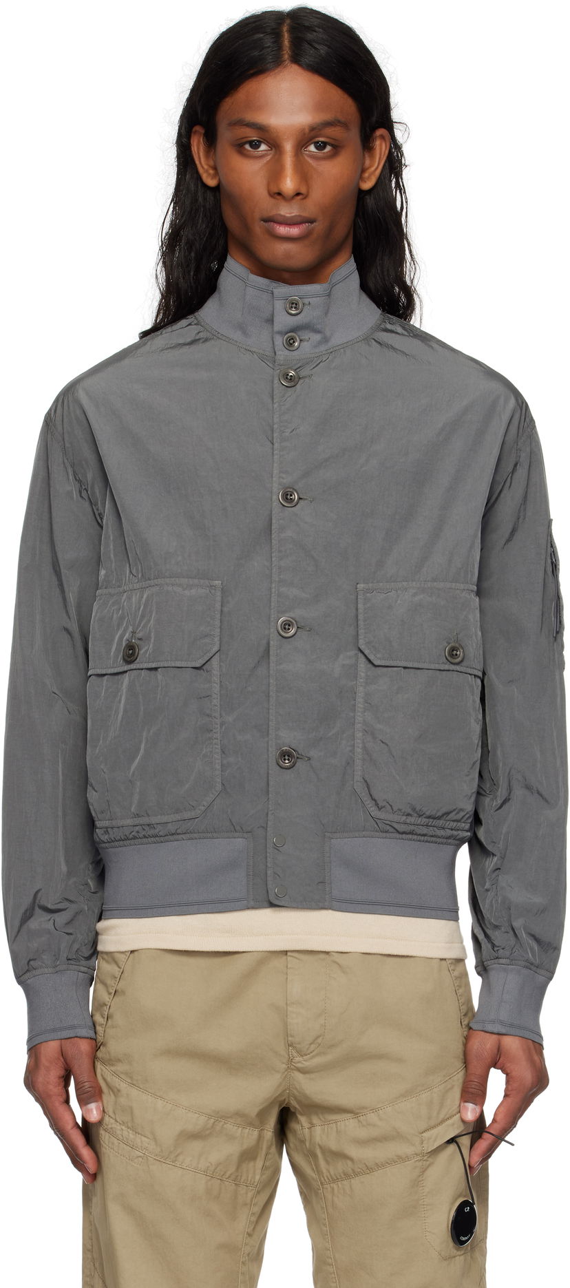 Куртка бомбер C.P. Company C.P. Company Chrome-R Full Button Jacket Сірий | 18CMOW014A-005904G