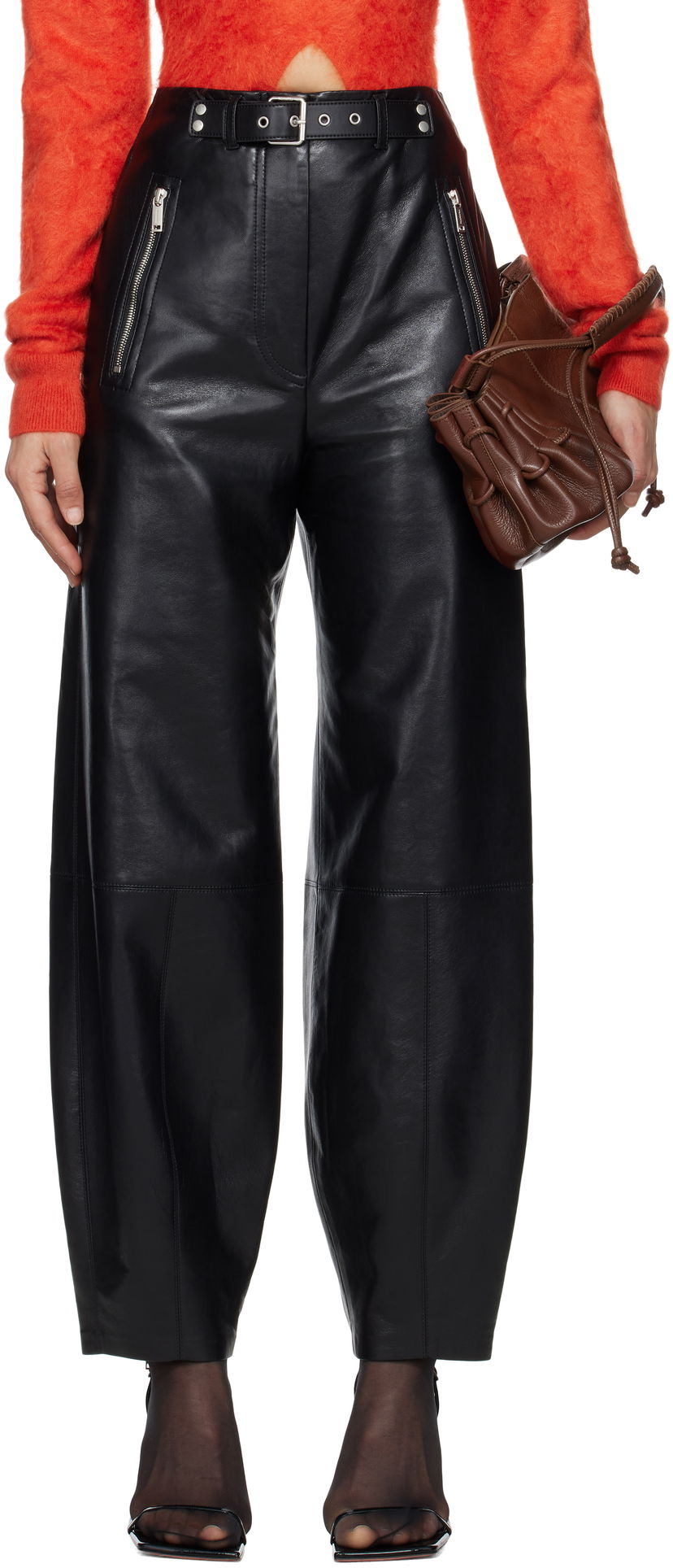 Штани Nanushka Nanushka Jozefa Regenerated Leather Balloon Trousers чорний | NW25RSPA13699