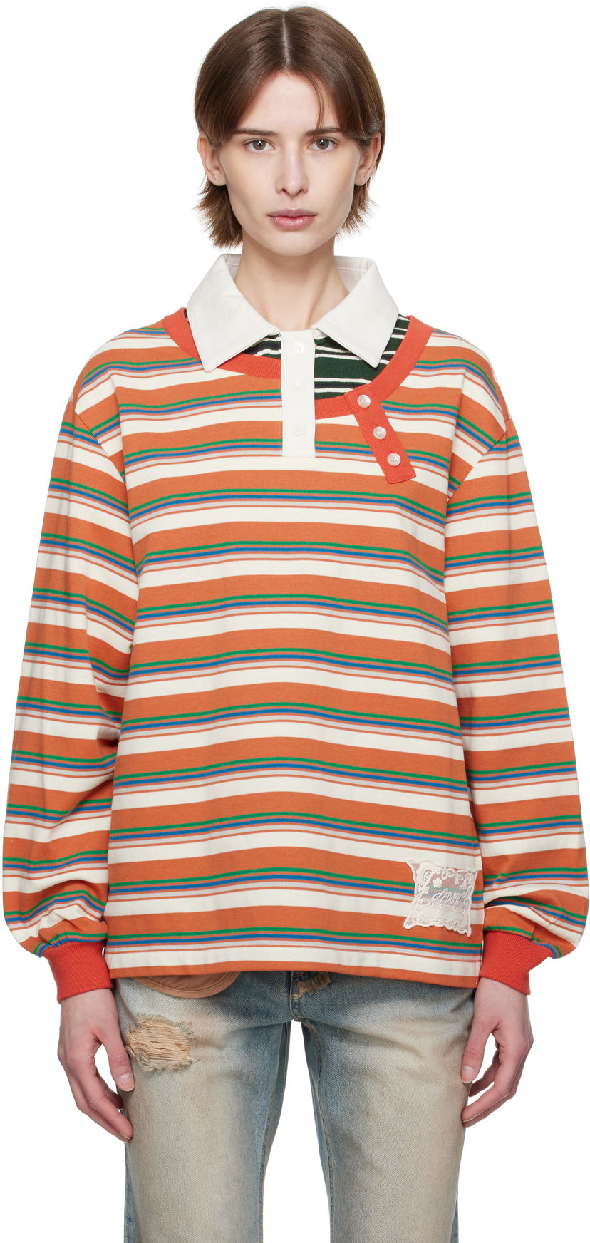 Сорочка поло Andersson Bell Andersson Bell Striped Long Sleeve Polo Помаранчевий | atb1259w