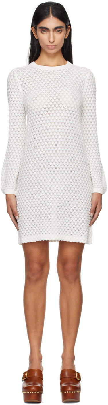 Світшоти CHLOÉ Chloé Off-White Crewneck Minidress білий | CHC24AMR03630