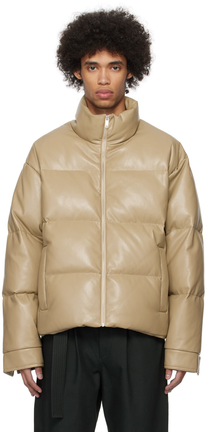 Куртка Nanushka Marron Vegan Leather Down Jacket бежевий | NM24RSOW00679