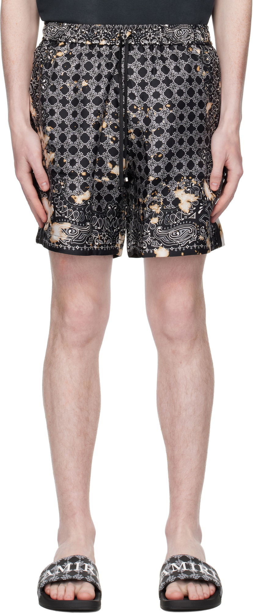 Шорти AMIRI AMIRI Bleach Bandana Shorts чорний | AMSHCA1106