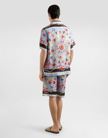 Сорочка Dolce & Gabbana Dolce & Gabbana Linen Canvas Shirt with Shell Print Синій | G5JH9TFP4NRHC5PJ, 2