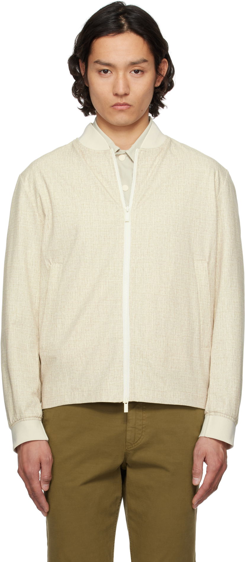 Куртка бомбер BOSS BOSS Slim-Fit Bomber Jacket бежевий | 50539477