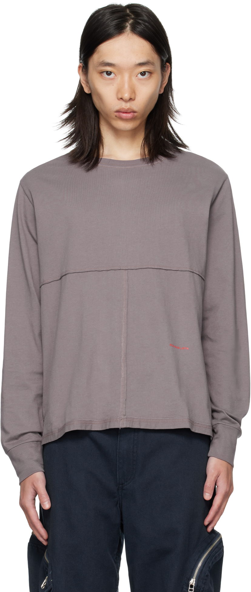 Футболка Eckhaus Latta Eckhaus Latta Lapped Long Sleeve T-Shirt Сірий | 302-EL-PF25-SK