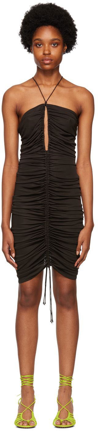 плаття Bottega Veneta Halter Neck Ruched Mini Dress чорний | 711482 VKUQ0