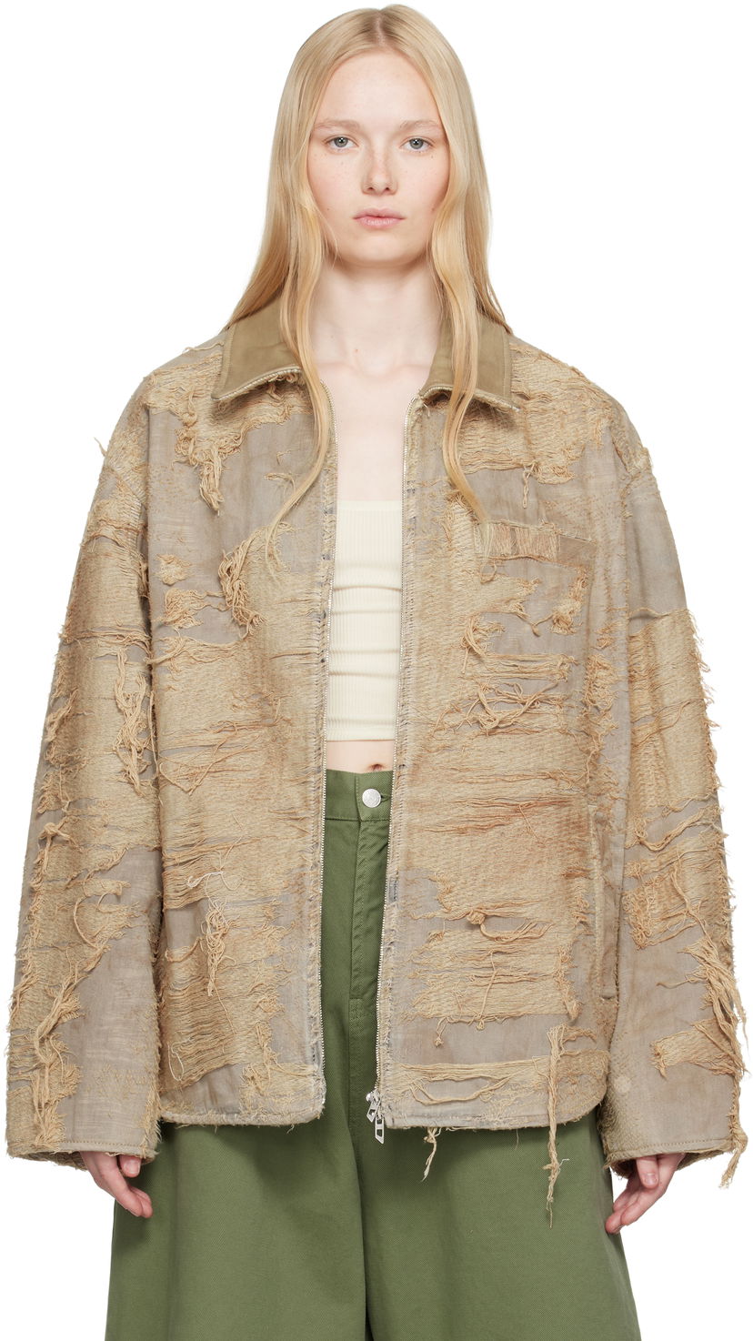Куртка Diesel Diesel D-Ivar-Fsg Distressed Denim Jacket бежевий | A18111 007AZ