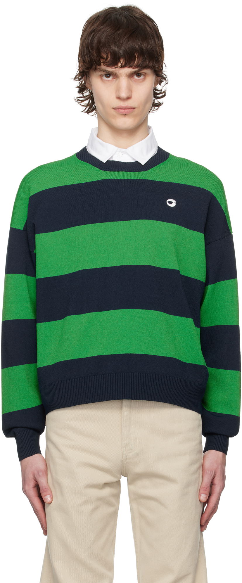 Cветр Coperni Coperni Striped Crewneck Sweater Зелений | COPML134SY3010MEN