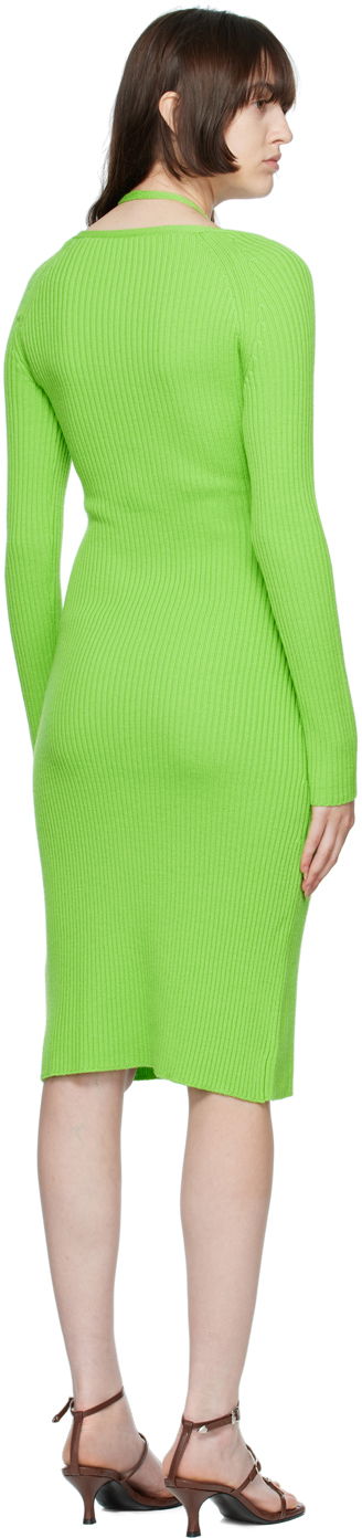 плаття Blumarine Ribbed Button-Up Midi Dress Зелений | 2A210A, 2