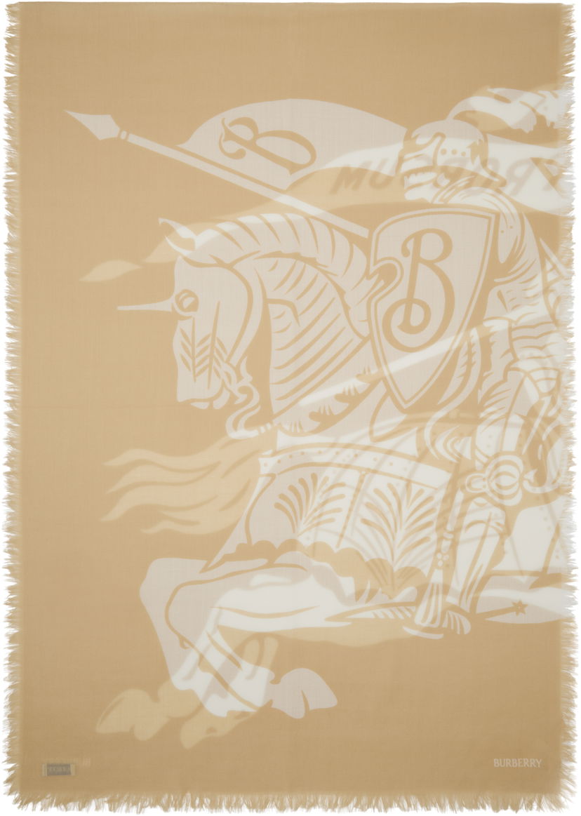 Шарф Burberry Wool Scarf With Equestrian Knight Print бежевий | 8103282
