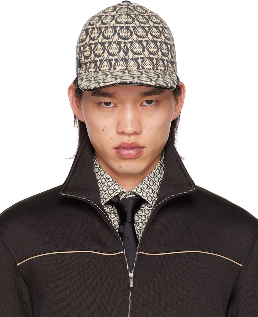 Кепка FERRAGAMO Off-White & Gray Gancini Baseball Cap бежевий | 725868