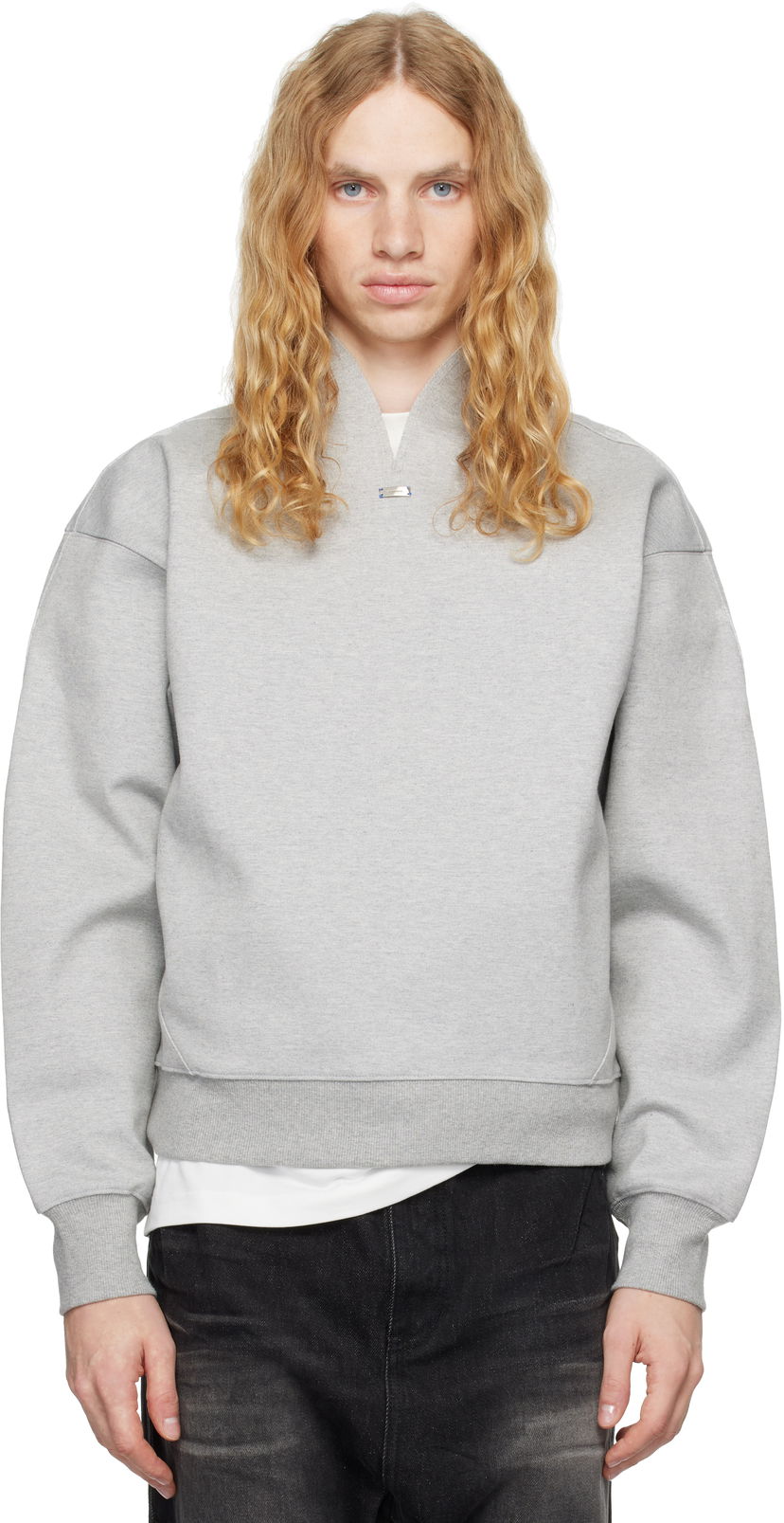 Світшоти ADER ERROR Sweatshirt With Split Neck Сірий | BN01FWSW0105GR