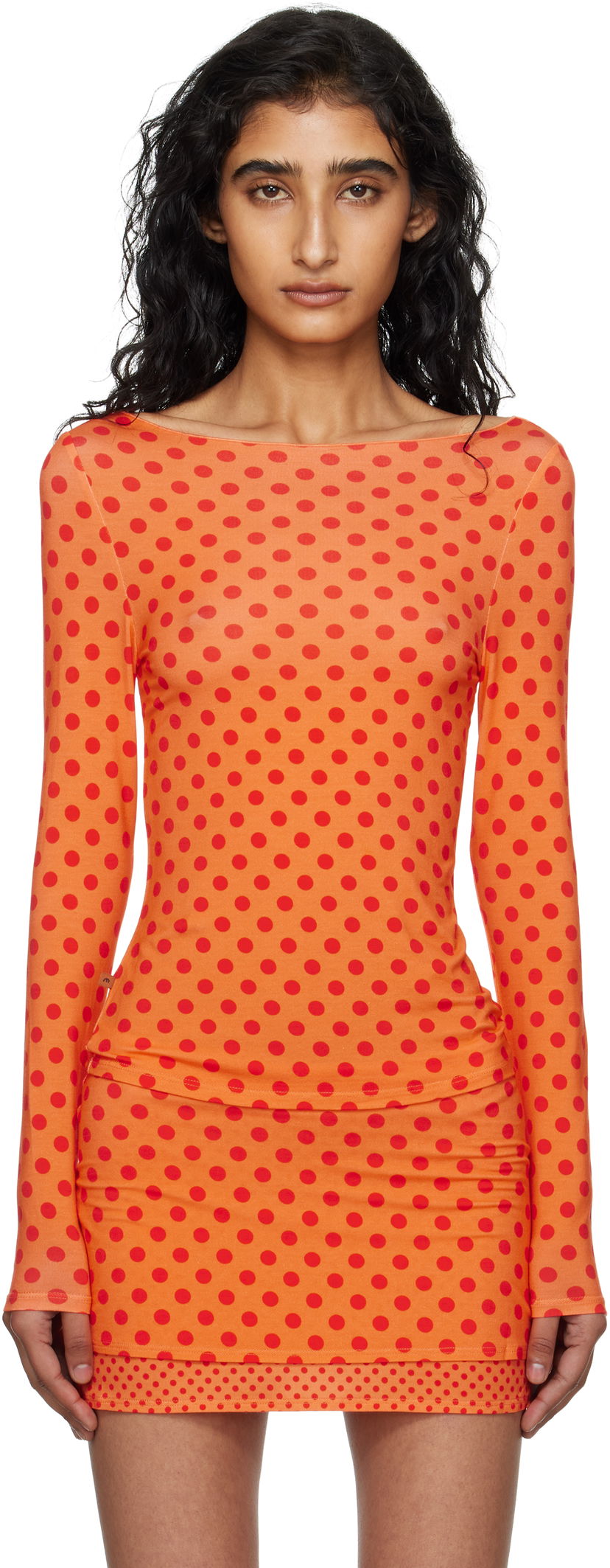 Футболка Miaou Miaou Amelia Polka Dot Long Sleeve Top Помаранчевий | 7183LJBRRP