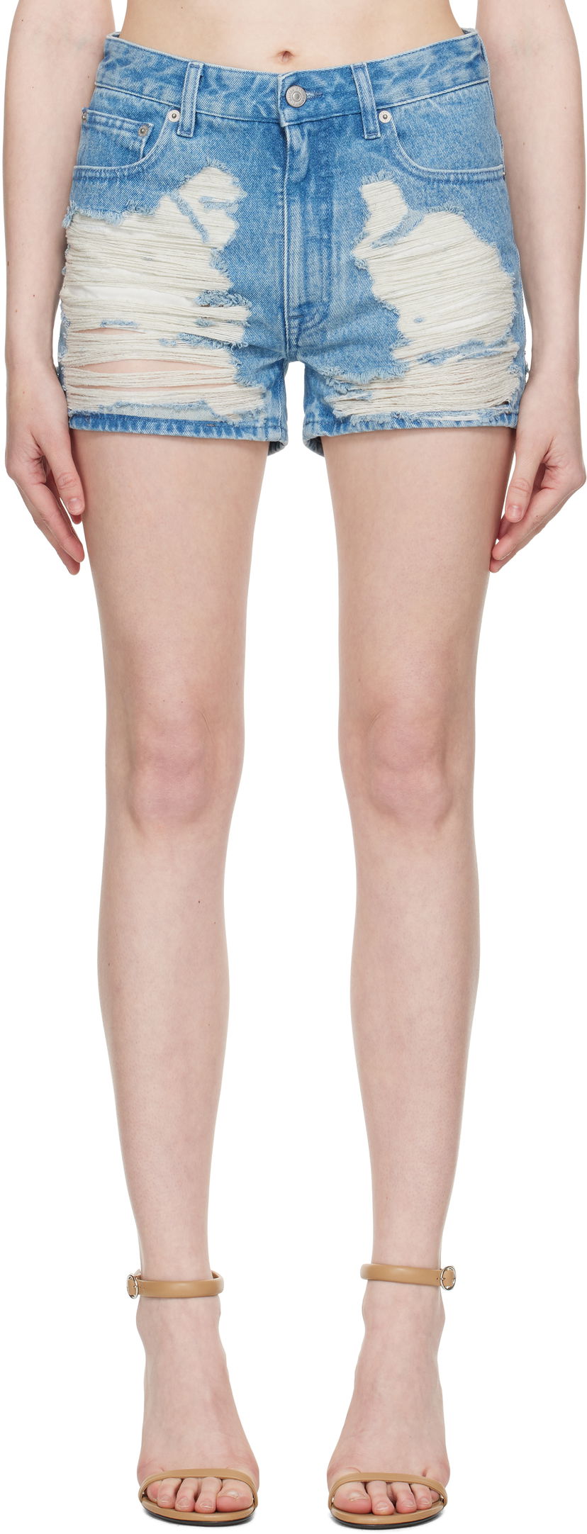 Шорти Maison Margiela MM6 Maison Margiela Distressed Denim Shorts Синій | S62MU0069 M30018