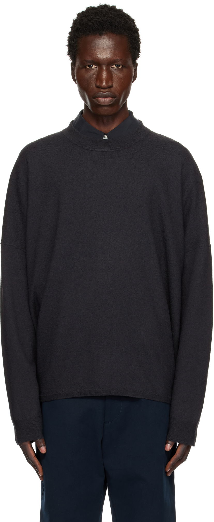 Cветр Studio Nicholson Studio Nicholson Scafell Knit Sweater чорний | SCAFELL SNM - 1294