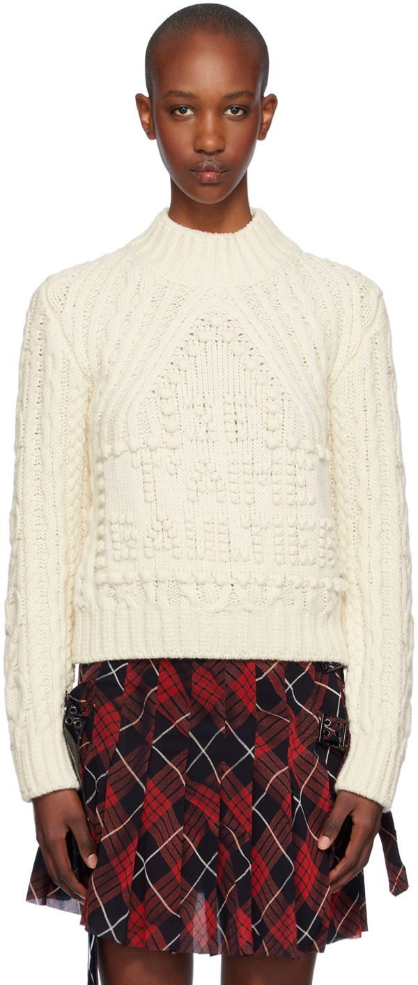 Cветр Jean Paul Gaultier Jean Paul Gaultier Aran Knit Sweater білий | 24/31-F-PL055-M080-64