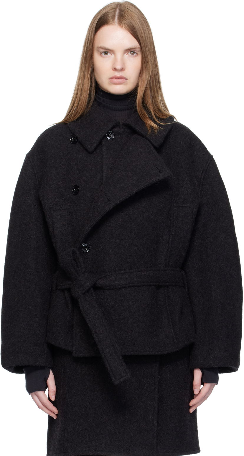 Пальто LEMAIRE Short Asymmetrical Bathrobe Coat чорний | CO1149 LF504