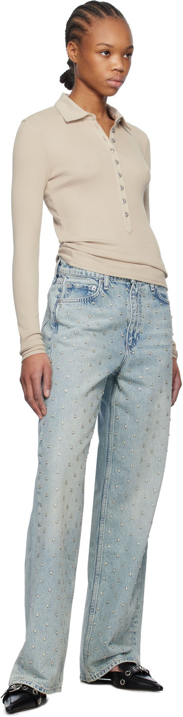 Сорочка поло rag & bone rag & bone Essential Rib Button Polo бежевий | WCC24HP021CA21, 3