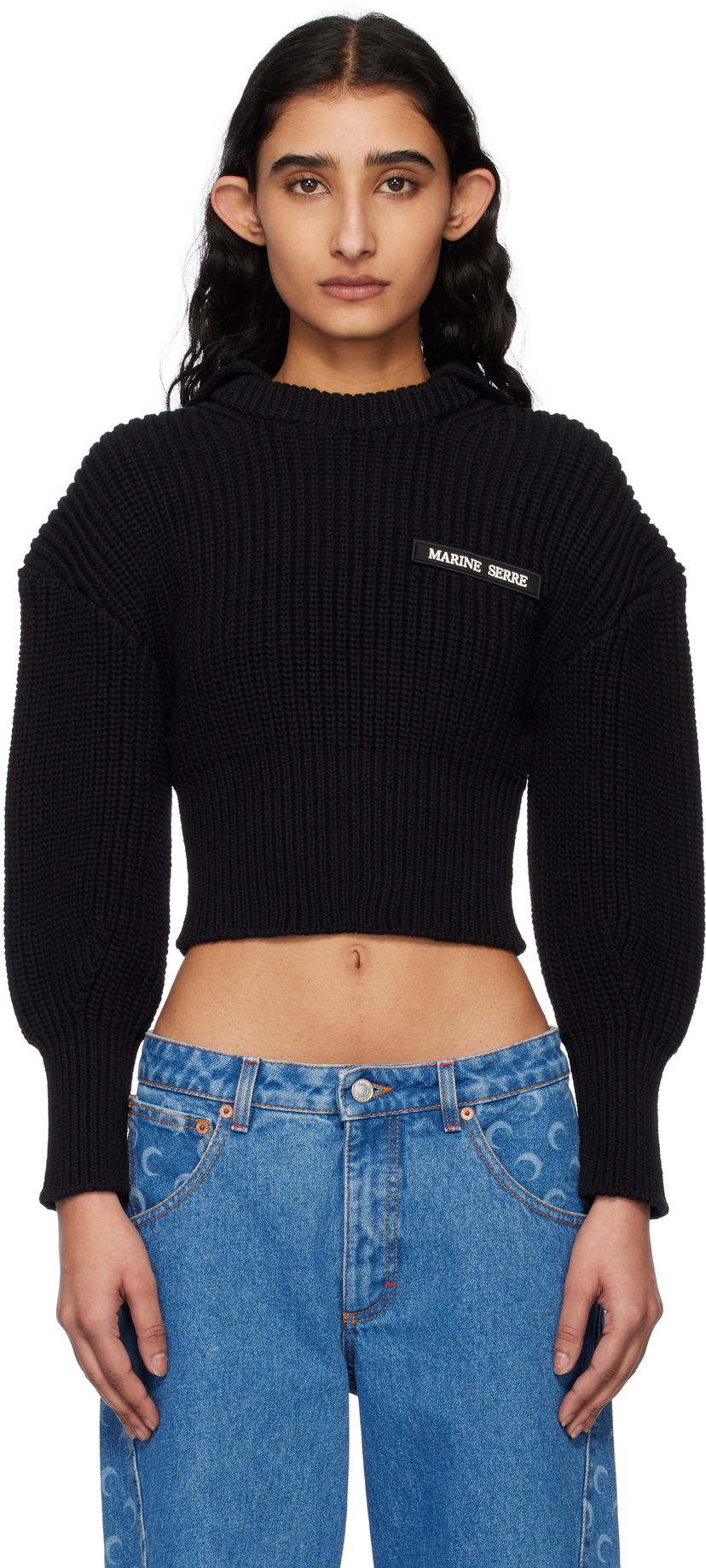 Cветр Marine Serre Marine Serre Half Cardigan Knit Sweater чорний | WTK027A CKNI0529
