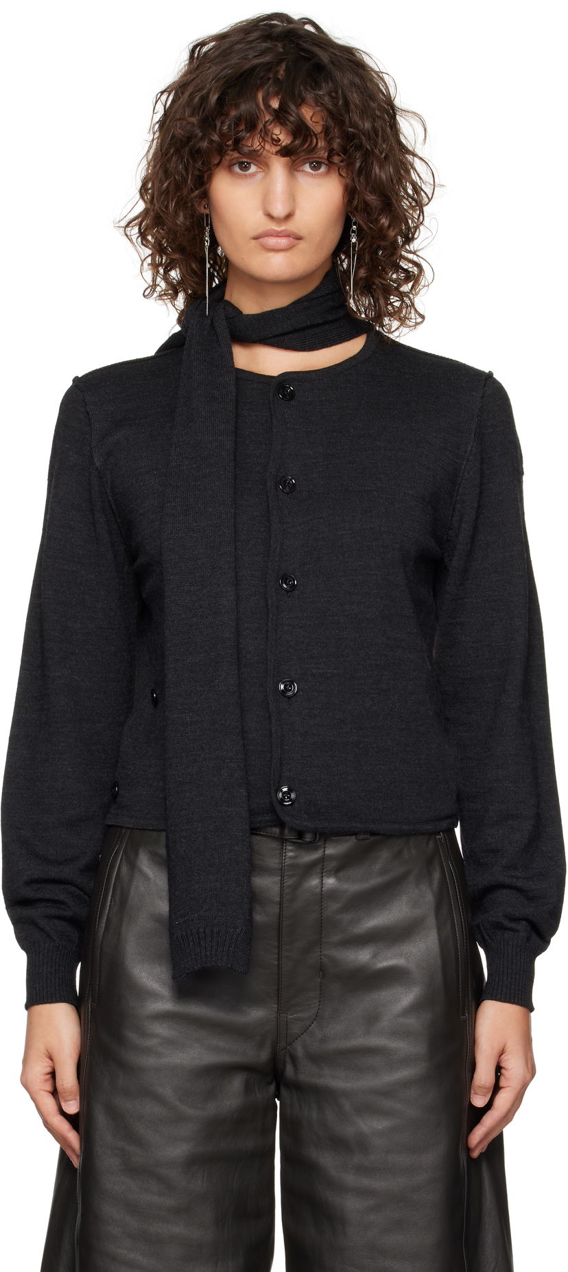 Cветр LEMAIRE LEMAIRE Cardigan With Scarf чорний | TO1251 LK087