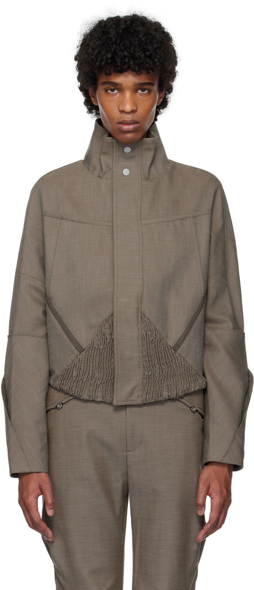 Куртка бомбер KIKO KOSTADINOV Kiko Kostadinov Zafar Cropped Jacket Коричневий | KKSS25J04-42