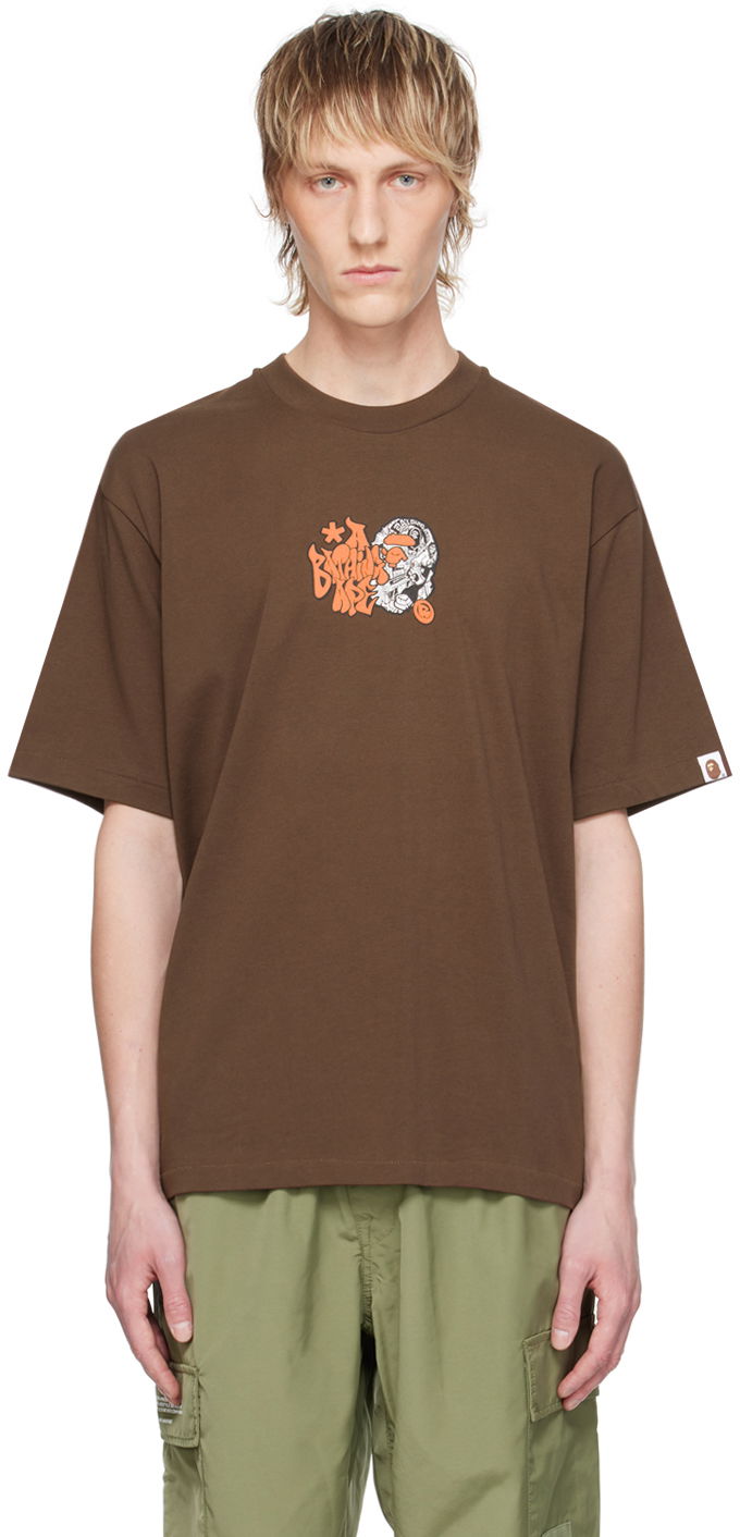 Футболка BAPE BAPE Brown Graffiti Ape Head Коричневий | 001TEK301346M