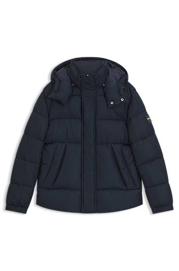 Пуховик BOSS Water-repellent puffer jacket with logo badge темно-синій | 50551599