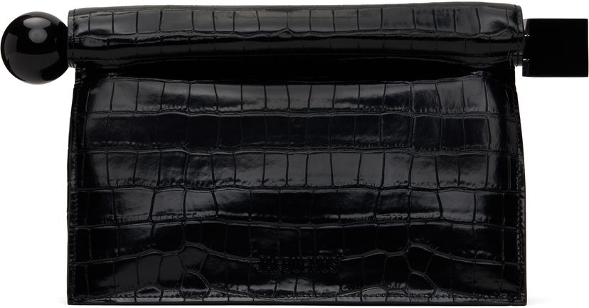 Сумочка Jacquemus Jacquemus 'The Rond Carré' Crocodile-Embossed Clutch чорний | 25E233BA356-4301