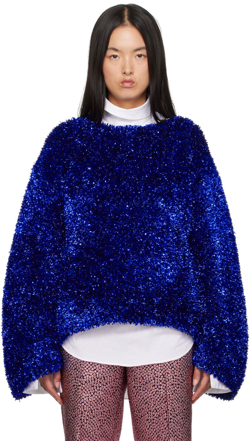 Cветр Dries Van Noten Tinsel Sweater Синій | 242-011244-9725