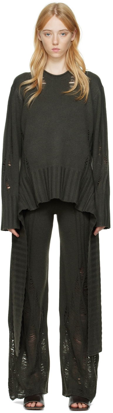 Штани Dion Lee Distressed Cashmere Peplum Sweater Зелений | C7086P22