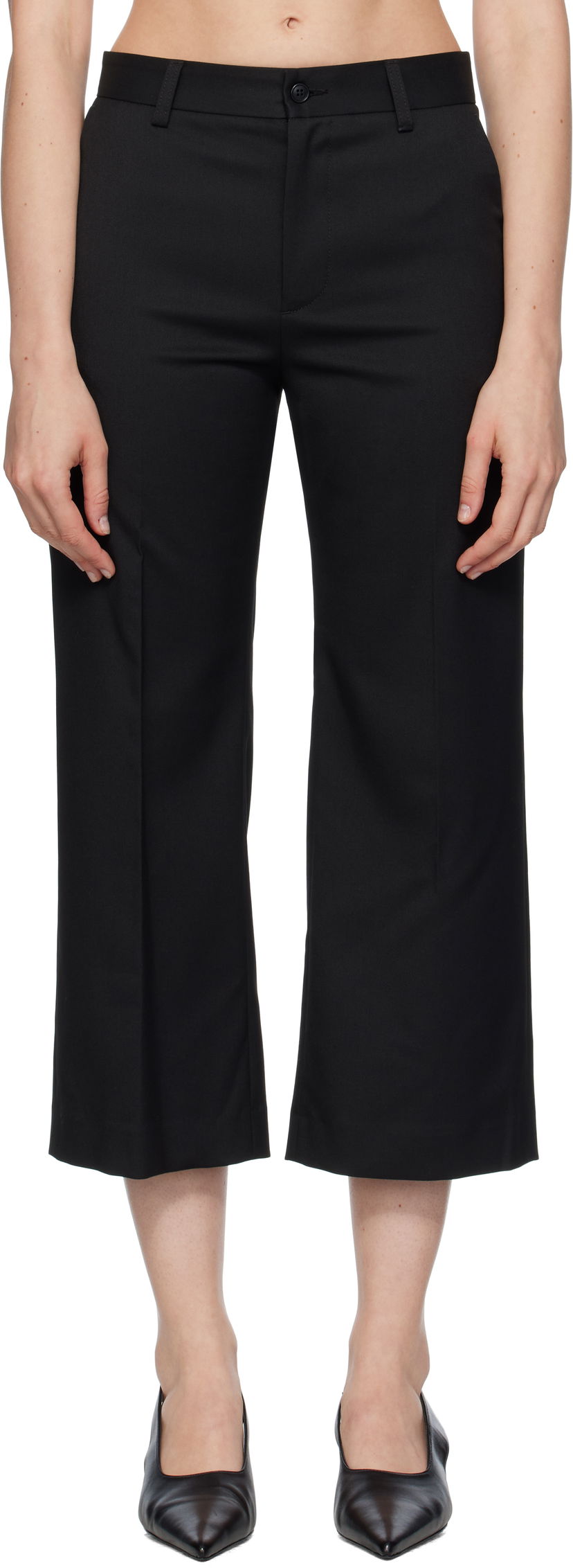 Штани Maison Margiela MM6 Maison Margiela Tailoring Blend Cropped Trousers чорний | S52KA0535 M35227