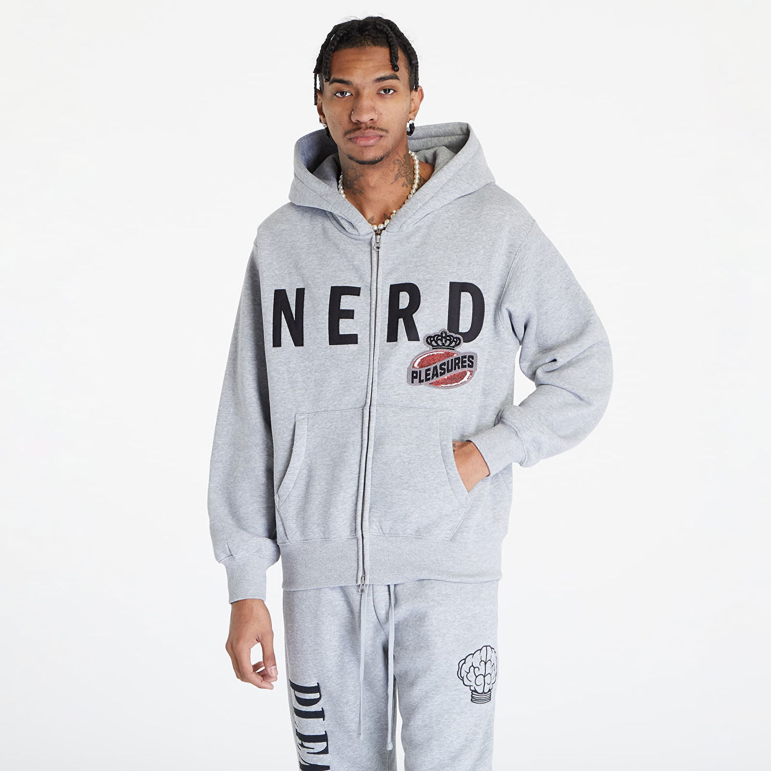 Світшоти Pleasures x N.E.R.D Full-Zip Up Сірий | P23N002 GREY, 0