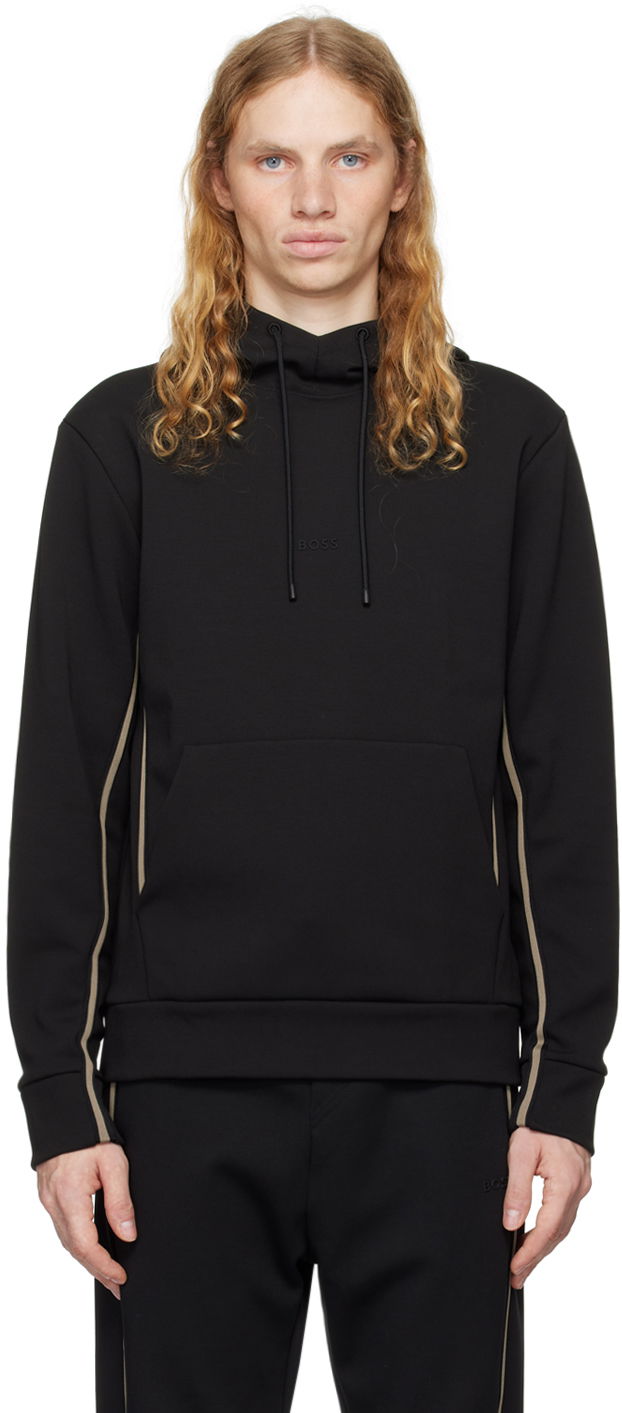 Світшоти BOSS Logo-Embossed Hoodie чорний | 50523905
