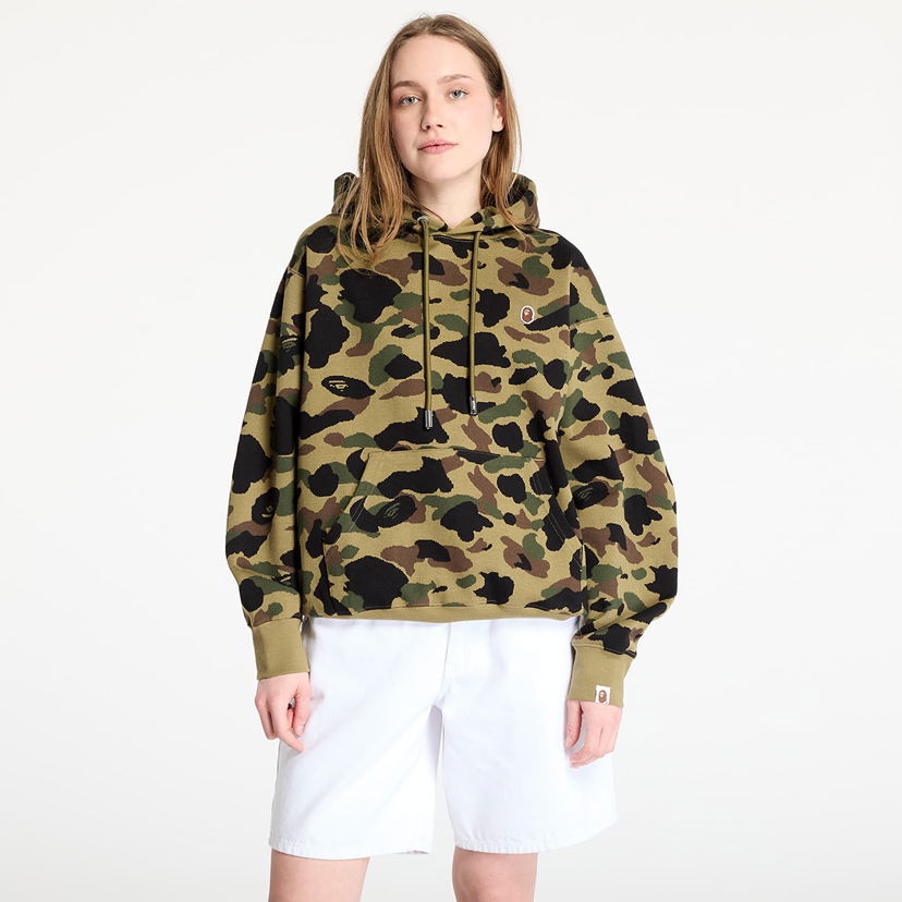 Світшоти BAPE A BATHING APE 1St Camo Jacquard One Point Relaxed Fit Pullover Hoodie Зелений | 001PPL301302MGRN