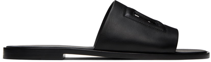 Кросівки та взуття Dolce & Gabbana Black Logo Slides чорний | A80397AO602