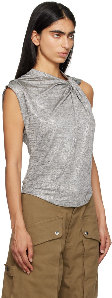 Безрукавка Isabel Marant Étoile Isabel Marant Etoile Women's Metallic Knotted Top Сірий | 24ATS0238FA-B3N09E, 1