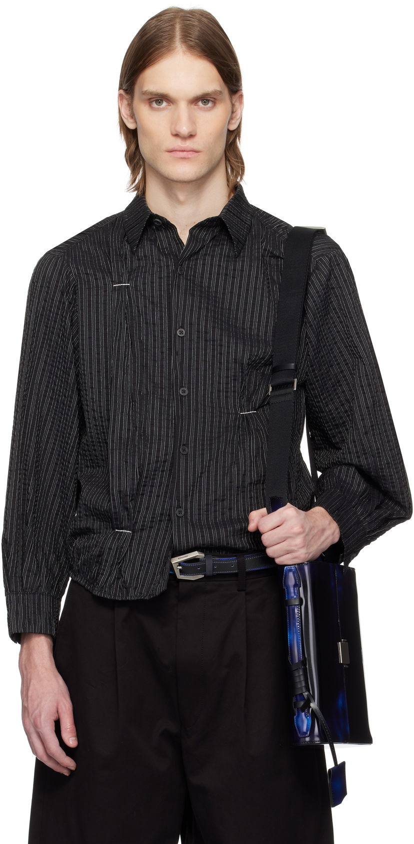 Сорочка ADER ERROR ADER error Pinstriped Shirt чорний | BO01SSSH0105BK