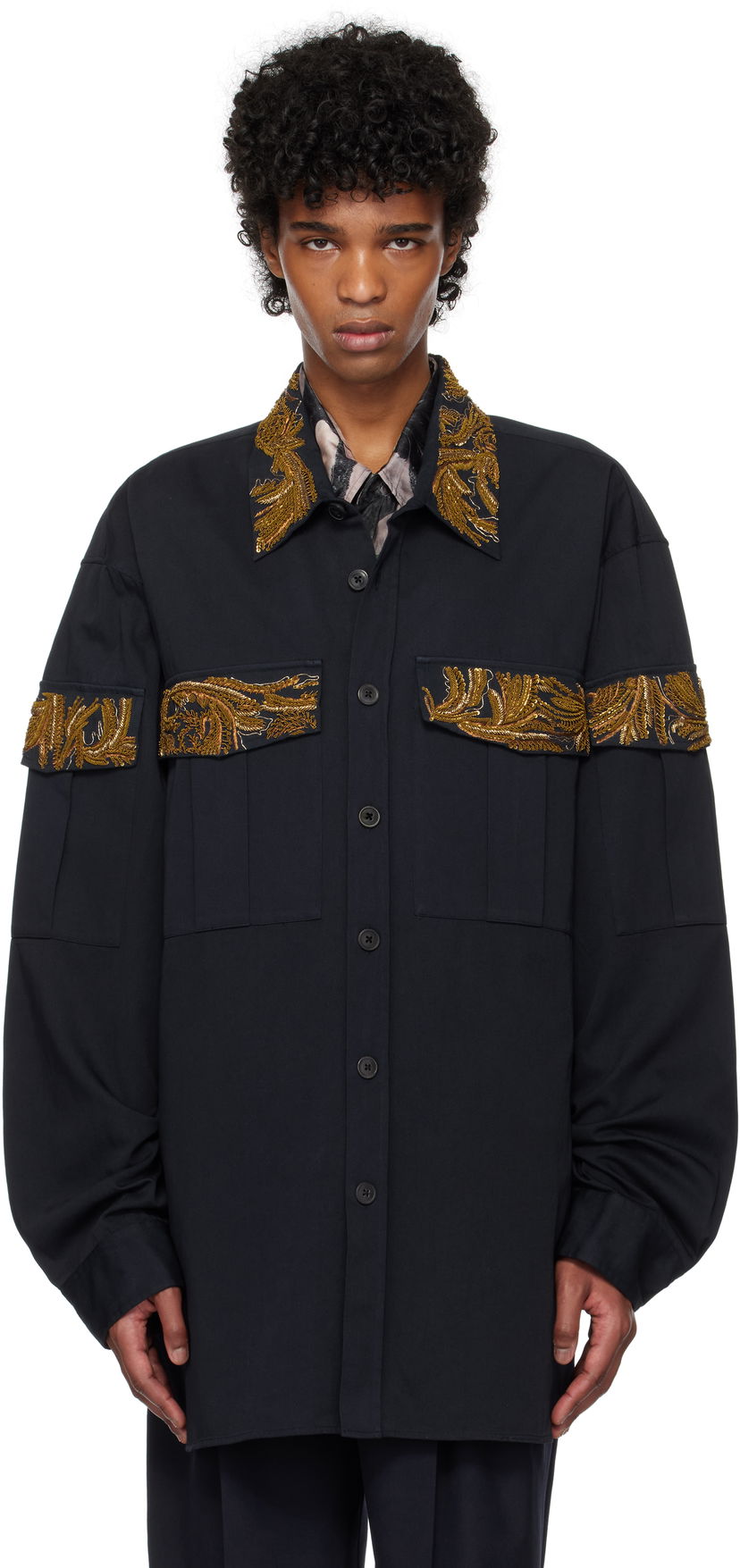 Сорочка Dries Van Noten Dries Van Noten Embroidered Shirt чорний | 251-020757-1473