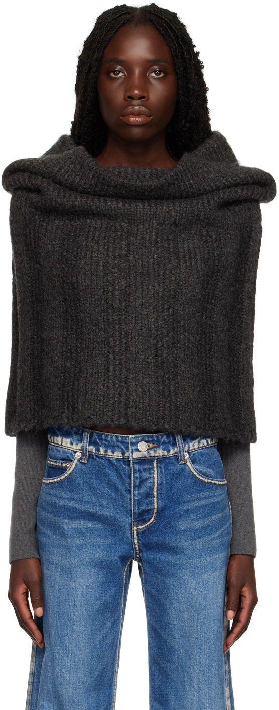 Cветр We11done We11done Cowl Neck Cropped Sweater Сірий | WD-KL3-22-630-W-CH
