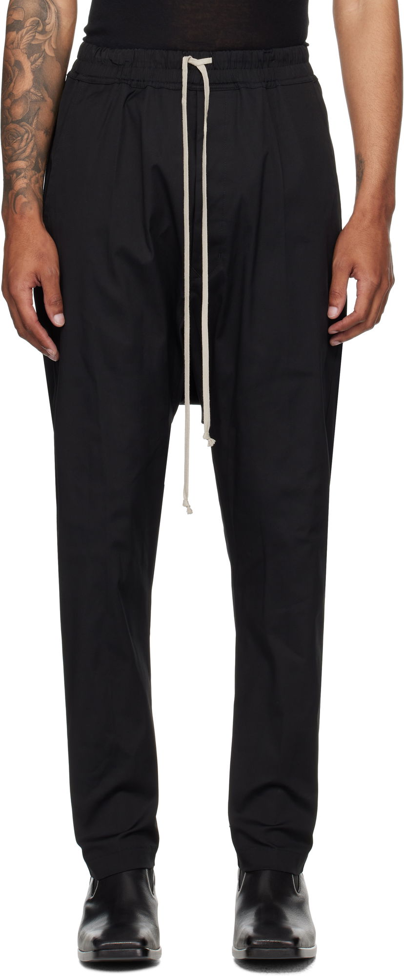 Штани Rick Owens Rick Owens Concordians Drawstring Trousers чорний | RU02E1380 TE