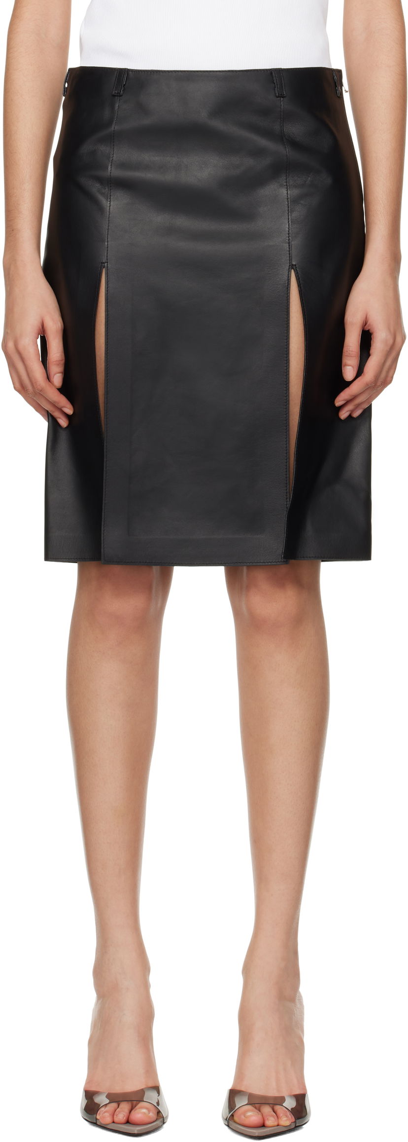 Спідниця The Attico Attico Tailored Leather Skirt with Slits чорний | 250WCS00261 LBT128AA