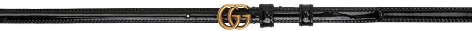 Ремені Gucci Thin Patent Double G чорний | 707327 1J70C, 0