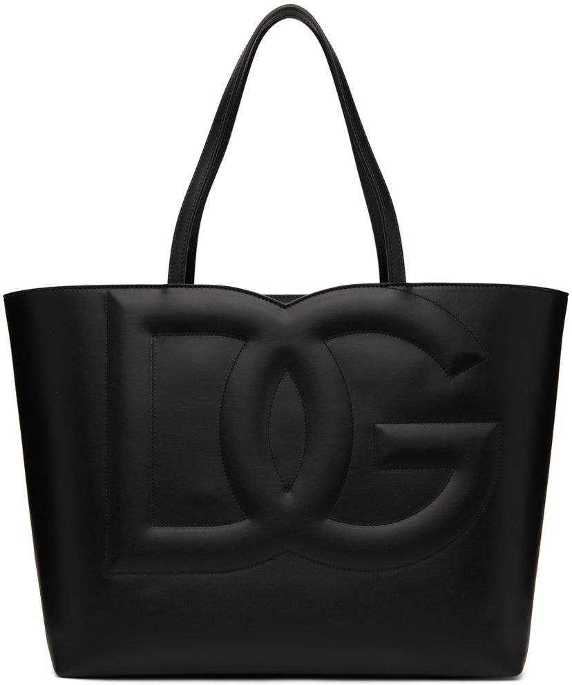 сумка-тоут Dolce & Gabbana Black Medium 'DG' Logo Tote чорний | BB7338AW576