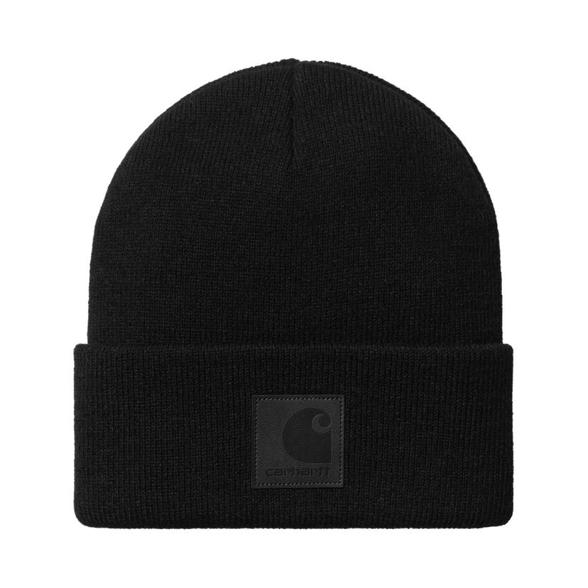 Шапка Carhartt WIP Black Logo-Patch Ribbed Beanie чорний | I034369_2