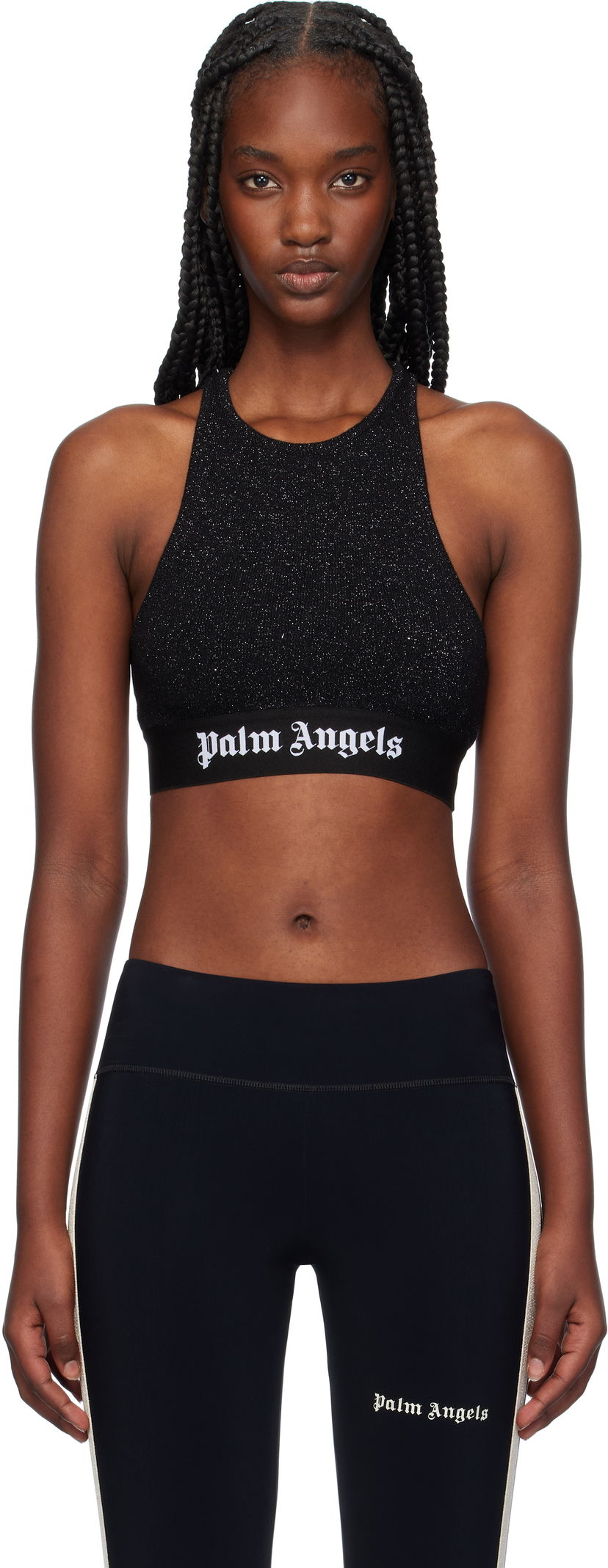 Безрукавка Palm Angels Logo Tape Tank Top чорний | PWHT001F24KNI0011010