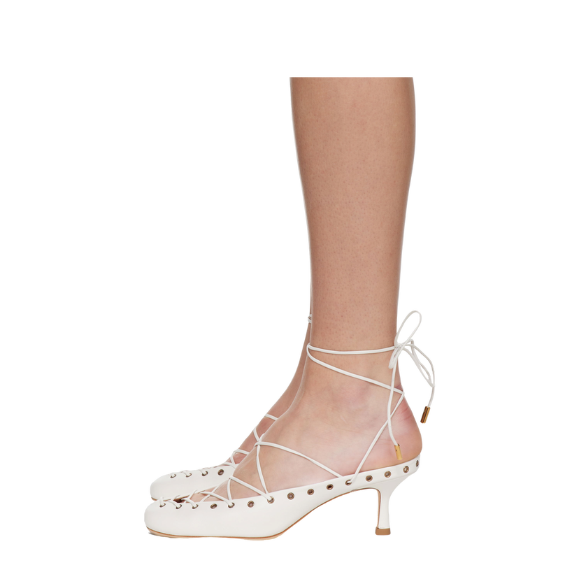 Кросівки та взуття CHLOÉ Chloé Ghillies Lace-Up Mules білий | CHC25U10DRI
