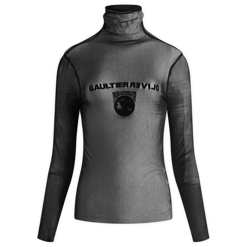 Світшоти Jean Paul Gaultier Mesh Turtle Neck Flocked Earth чорний | 24-27-U-TO187I-T001-0000
